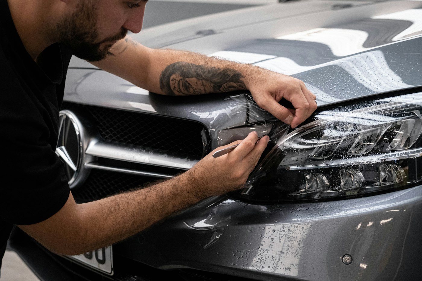 Waxing a car hood